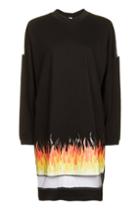 Topshop *mesh Back Flame Print Dress By Ragged Priest