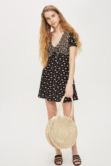 Topshop Mixed Floral Tea Dress