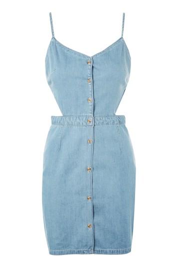 Topshop Moto Cut Out Denim Shift Dress