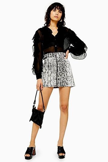 Topshop Tall Smoke Snake Denim Skirt