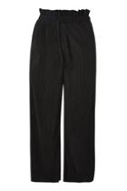 Topshop Ruffle Waist Cropped Plisse Trousers