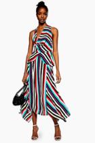 Topshop Petite Stripe Halter Midi Dress