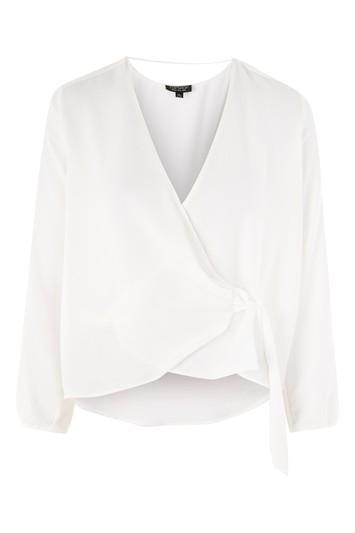 Topshop Long Sleeve Wrap Tuck Top