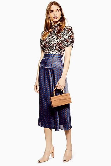 Topshop Horse Coin Wrap Midi Skirt