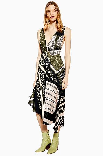 Topshop Equestrian Scarf Pinafore Dress