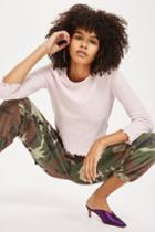 Topshop Tall 3/4 Sleeve Waffle T-shirt