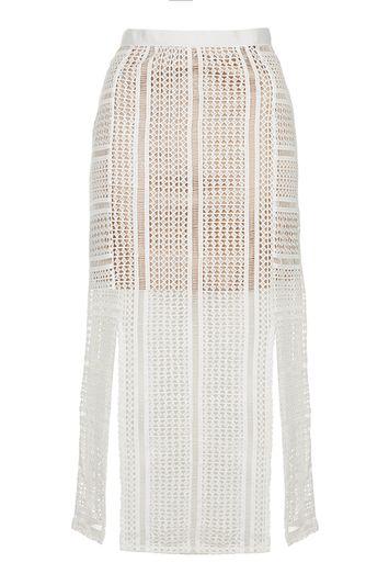 Topshop Lace Double Split Midi Skirt