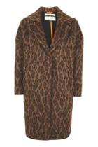 Topshop Leopard Print Stud Slouch Coat