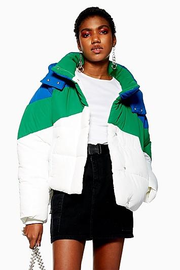 Topshop Petite Colour Block Puffer Jacket
