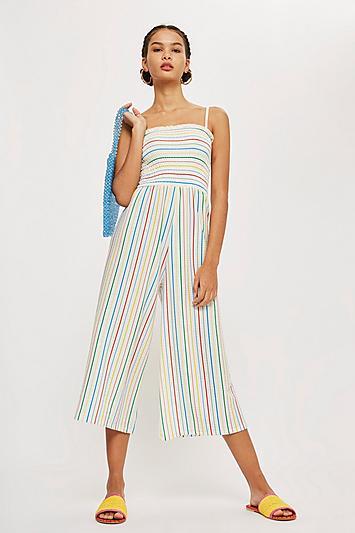Topshop Rainbow Striped Jumpsuit