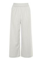 Topshop Pinstripe Wide Leg Cropped Trousers