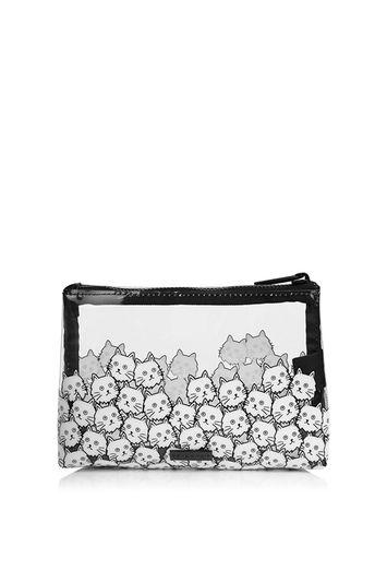 Topshop *cat Face Make Up Bag By Skinny Dip