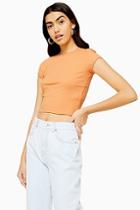 Topshop Peach Picot Trim T-shirt