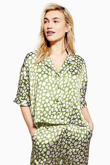 Topshop Animal Print Satin Pyjama Shirt