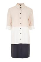 Topshop Tall Oversized Colour Block Shirt Dress
