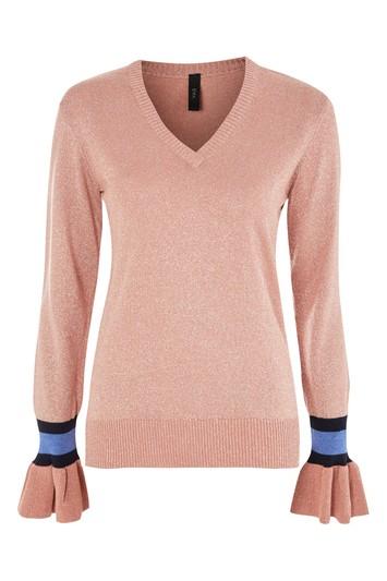 Topshop Metallic V-neck Jumper By Yas