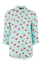 Topshop Love-heart Print Casual Shirt
