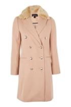 Topshop Nancy Faux Fur Collar Coat