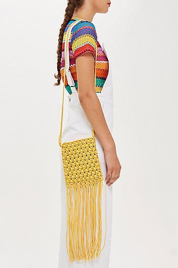 Topshop Beaded Fringe Cross Body Bag