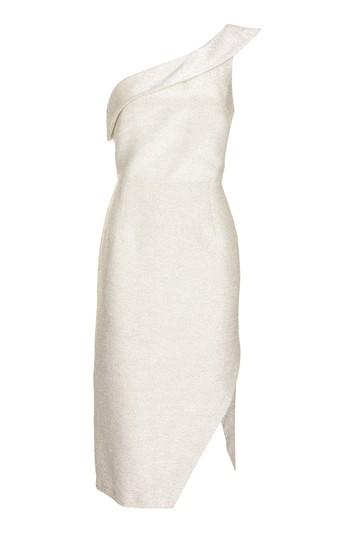 Topshop Tinsel One Shoulder Midi Dress