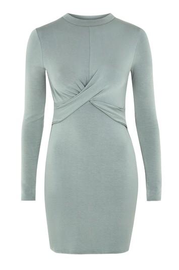 Topshop Long Sleeve Twist Front Bodycon Dress