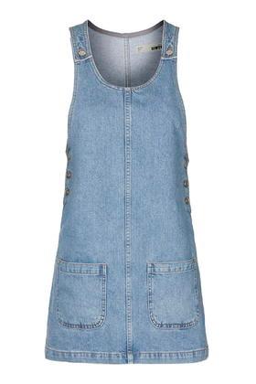 Topshop Petite Scoop Patch Denim Dress