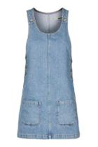 Topshop Petite Scoop Patch Denim Dress