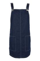 Topshop Moto Contrast Stitch Denim Pinafore Dress