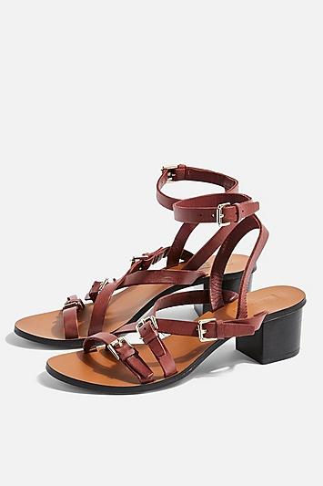 Topshop Virgo Burgundy Buckle Sandals