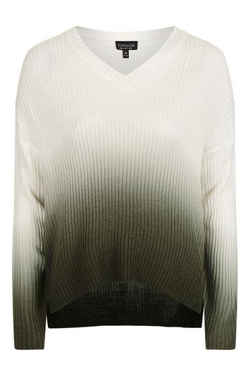 Topshop V Neck Dip Dye Jumper