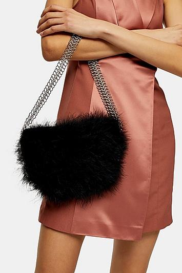 Topshop Faith Marabou Shoulder Bag