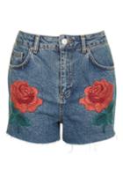 Topshop Moto Rose Embroidered Shorts