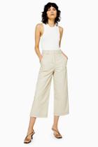 Topshop Cream Real Leather Wide Leg Trousers