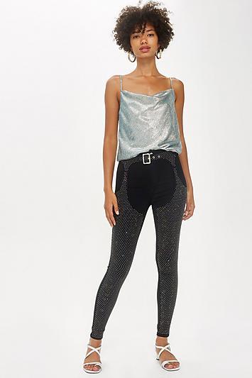 Topshop Diamante Suspender Joni Jeans