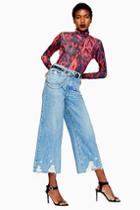 Topshop Mid Blue Cropped Wide Leg Jeans