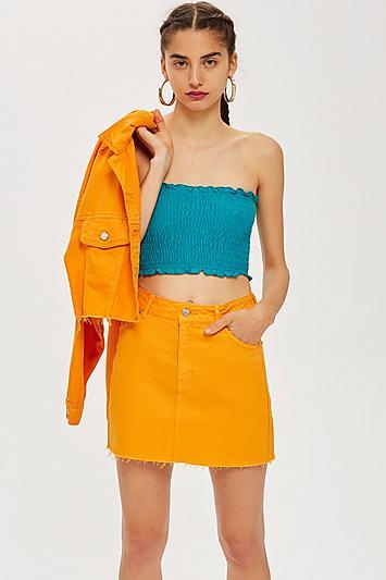 Topshop Petite Shirred Boobtube Top