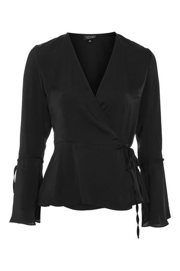 Topshop Hammered Satin Wrap Top