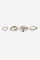 Topshop *crystal Padlock Ring Pack Set