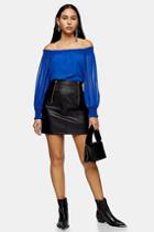 Topshop Black Faux Leather Zip Detail Mini Skirt