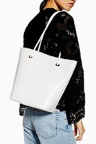 Topshop Salt White Crocodile Tote Bag