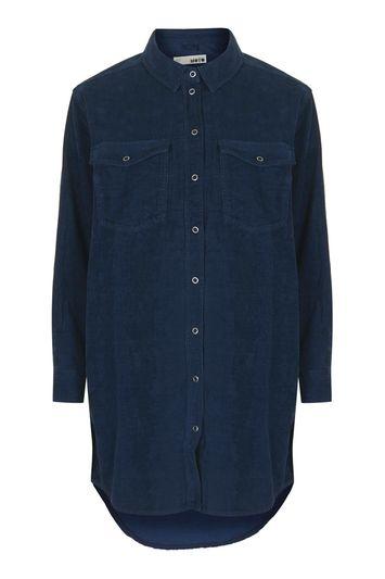 Topshop Moto Navy Cord Shirt