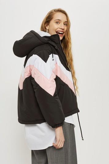 Topshop Chevron Puffer Jacket