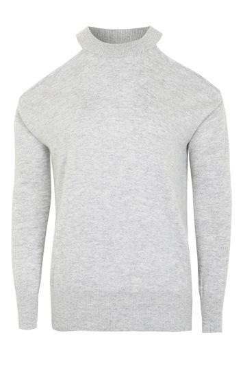 Topshop Fine Gauge Cold Shoulder Jumper