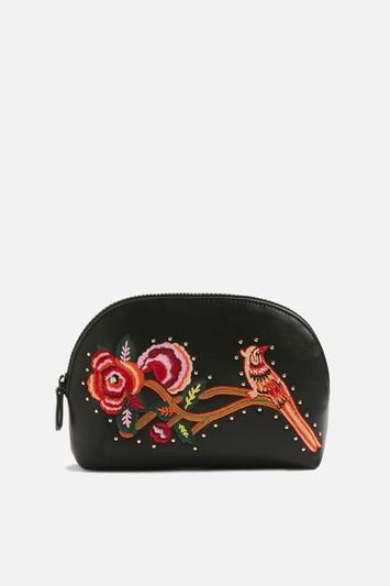 Topshop Bird Embroidered Makeup Bag
