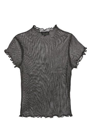 Topshop Lettuce Sleeve Metallic Top