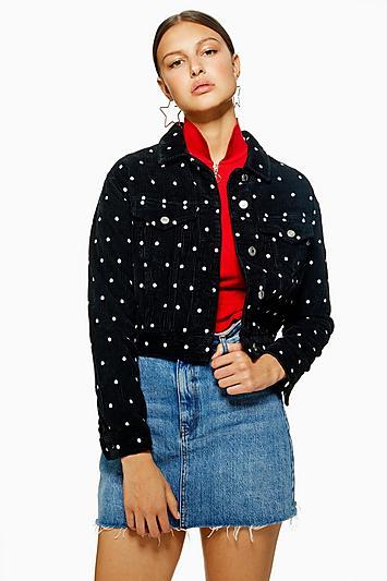 Topshop Spotted Corduroy Jacket