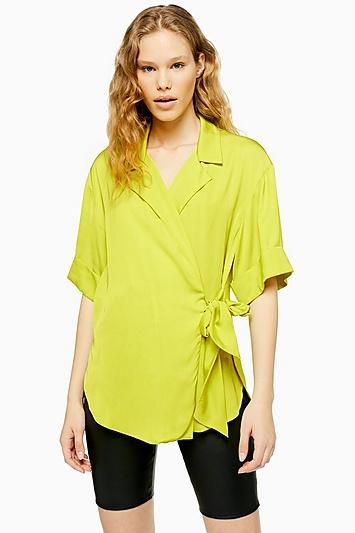 Topshop *neon Wrap Shirt By Boutique
