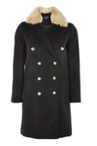 Topshop Faux Fur Collar Duster Coat