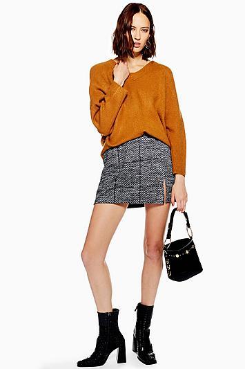 Topshop Herringbone Mini Skirt