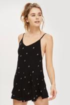Topshop Ditsy Embroidered Playsuit